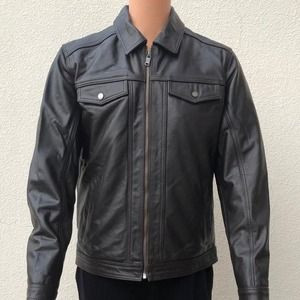 Brown Male Cow Hide Leather Jacket