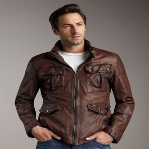 Dark Brown Male Sheep Skin Leather Jacket