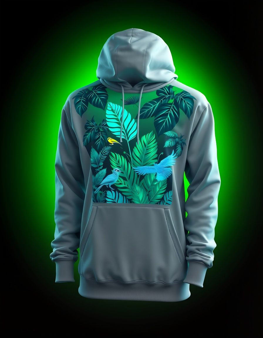 Gray Tropical Print Design Unisex Hoodie