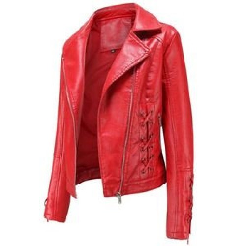 Red Female Leather Jacket